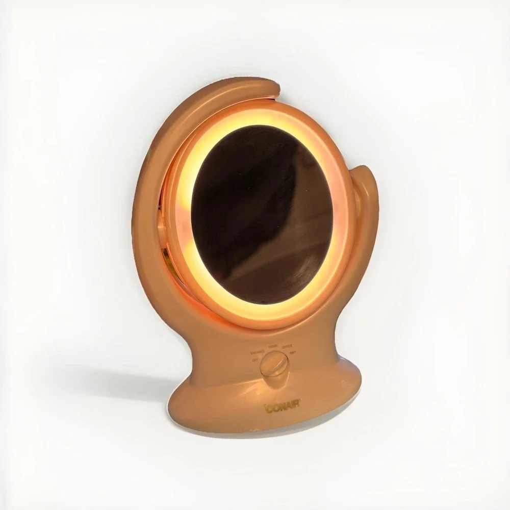 Conair Reflections LED Lighted Vanity Mirror Double Sided‎ Rotating Cream BE18LC